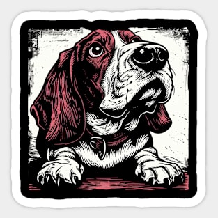 Retro Art Basset Hound Dog Lover Sticker